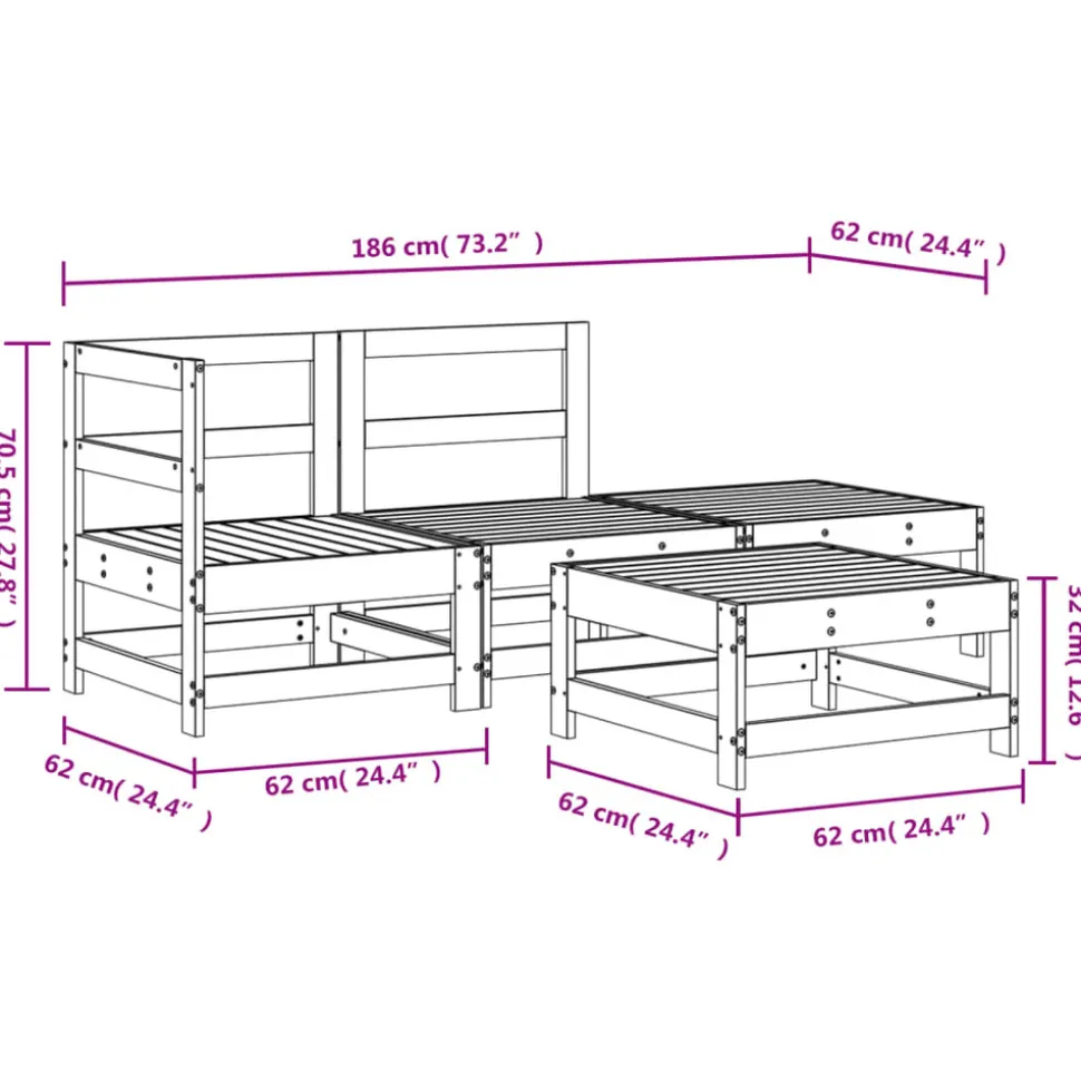 MAISON EXCLUSIVE - Salon de jardin 4 pcs bois de pin imprégné