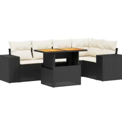MAISON EXCLUSIVE - Salon de jardin 6 pcs avec coussins noir résine tressée