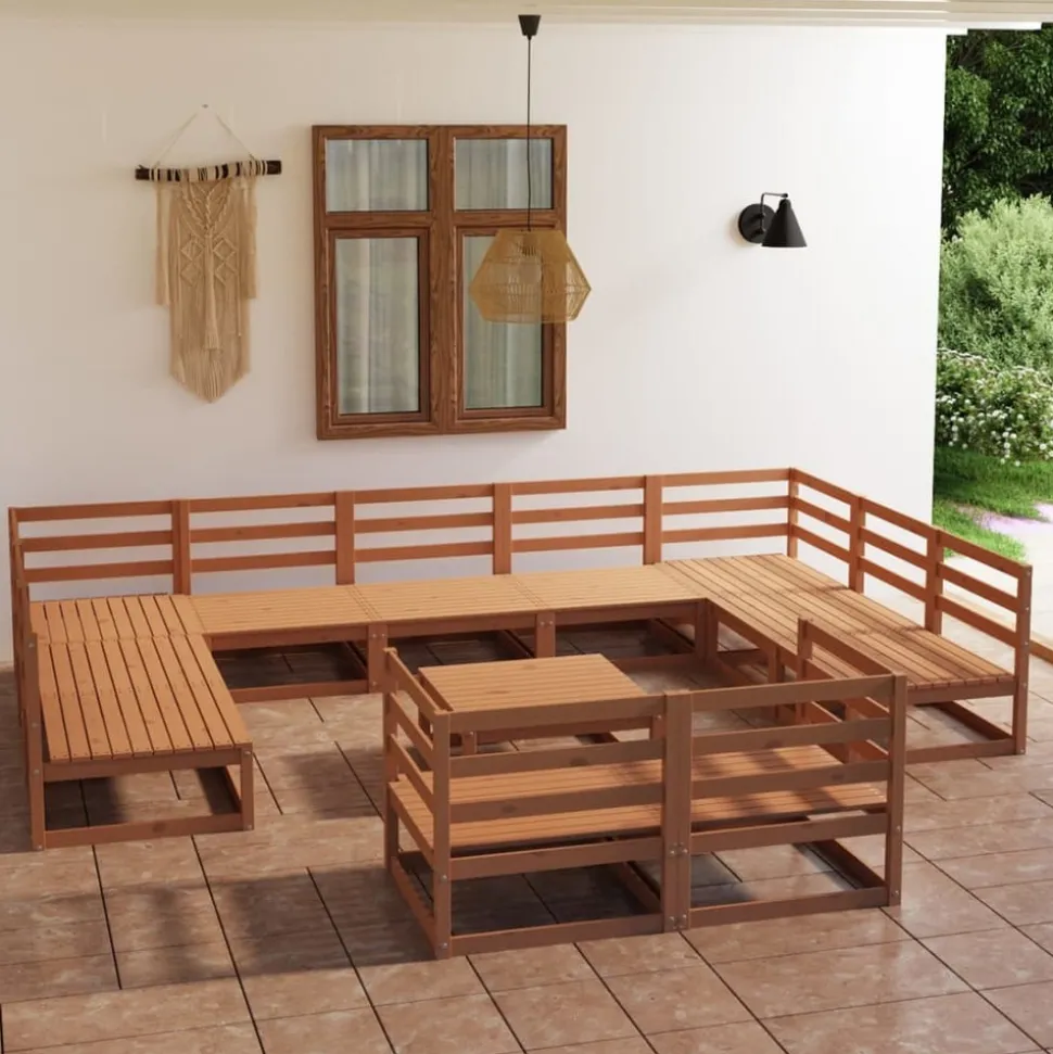 MAISON EXCLUSIVE - Salon de jardin 12 pcs bois de pin massif