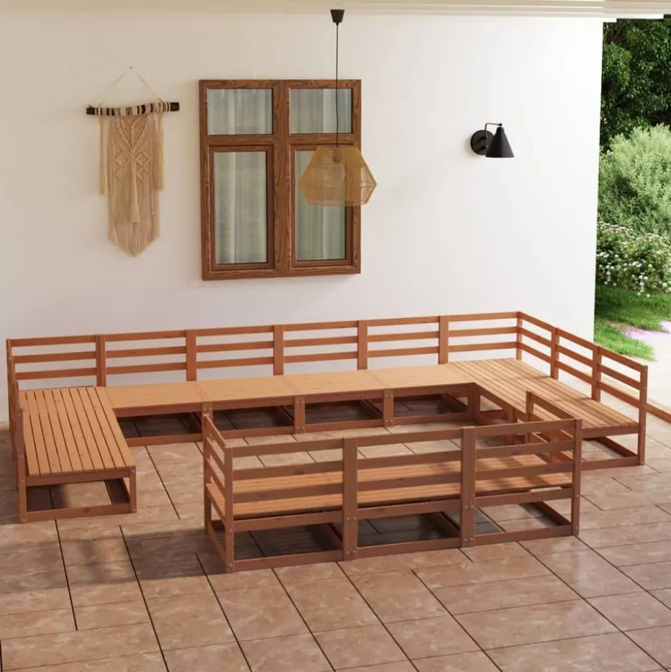 MAISON EXCLUSIVE - Salon de jardin 13 pcs bois de pin massif