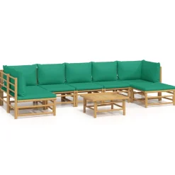 MAISON EXCLUSIVE - Salon de jardin 8 pcs avec coussins vert bambou