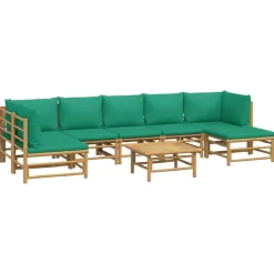 MAISON EXCLUSIVE - Salon de jardin 8 pcs avec coussins vert bambou