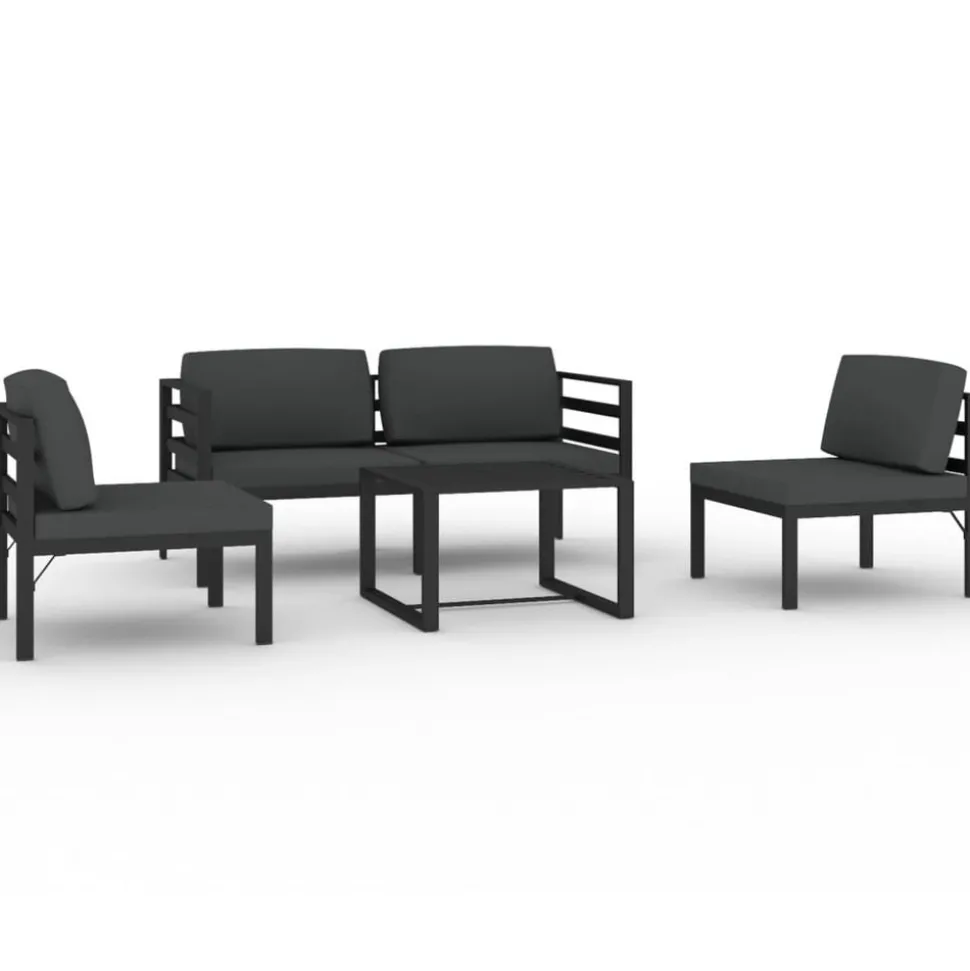 MAISON EXCLUSIVE - Salon de jardin 5 pcs avec coussins aluminium anthracite