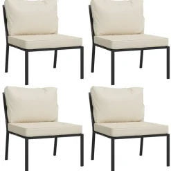 MAISON EXCLUSIVE - Salon de jardin 11 pcs avec coussins sable acier