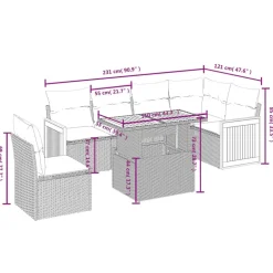 MAISON EXCLUSIVE - Salon de jardin avec coussins 7 pcs beige résine tressée