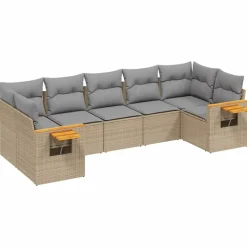 MAISON EXCLUSIVE - Salon de jardin avec coussins 7 pcs beige résine tressée