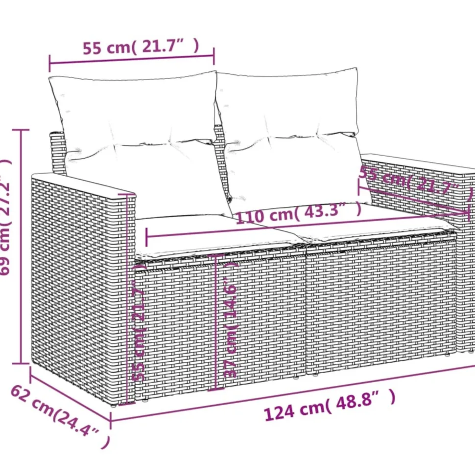 MAISON EXCLUSIVE - Salon de jardin 11 pcs avec coussins noir résine tressée