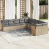MAISON EXCLUSIVE - Salon de jardin avec coussins 10 pcs beige résine tressée