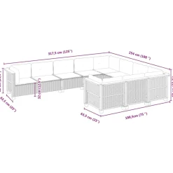 MAISON EXCLUSIVE - Salon de jardin 10 pcs avec coussins noir résine tressée