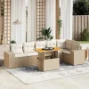 MAISON EXCLUSIVE - Salon de jardin avec coussins 7 pcs beige résine tressée