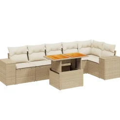 MAISON EXCLUSIVE - Salon de jardin avec coussins 7 pcs beige résine tressée
