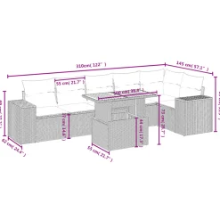 MAISON EXCLUSIVE - Salon de jardin avec coussins 7 pcs beige résine tressée