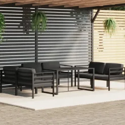 MAISON EXCLUSIVE - Salon de jardin 7 pcs avec coussins aluminium anthracite