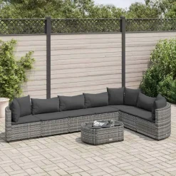 MAISON EXCLUSIVE - Salon de jardin 8 pcs avec coussins gris résine tressée