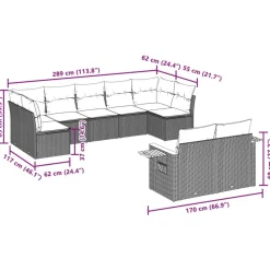 MAISON EXCLUSIVE - Salon de jardin avec coussins 9 pcs beige résine tressée