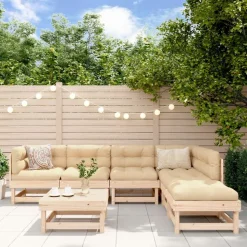 MAISON EXCLUSIVE - Salon de jardin 7 pcs avec coussins bois massif