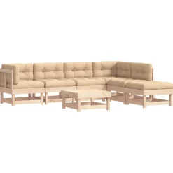 MAISON EXCLUSIVE - Salon de jardin 7 pcs avec coussins bois massif