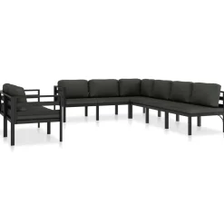 MAISON EXCLUSIVE - Salon de jardin 8 pcs avec coussins aluminium anthracite