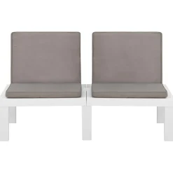 MAISON EXCLUSIVE - Salon de jardin 4 pcs avec coussins plastique blanc