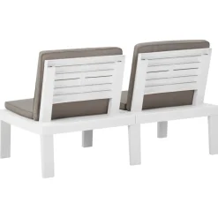 MAISON EXCLUSIVE - Salon de jardin 4 pcs avec coussins plastique blanc