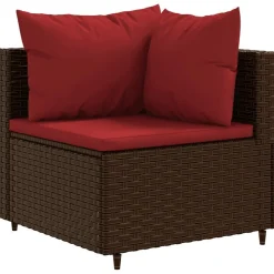 MAISON EXCLUSIVE - Salon de jardin 4 pcs avec coussins marron résine tressée