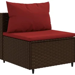 MAISON EXCLUSIVE - Salon de jardin 4 pcs avec coussins marron résine tressée