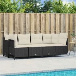 MAISON EXCLUSIVE - Salon de jardin 5 pcs avec coussins noir résine tressée