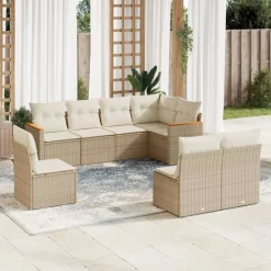 MAISON EXCLUSIVE - Salon de jardin avec coussins 8 pcs beige résine tressée