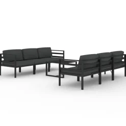 MAISON EXCLUSIVE - Salon de jardin 7 pcs avec coussins aluminium anthracite