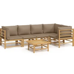 MAISON EXCLUSIVE - Salon de jardin 6 pcs avec coussins taupe bambou