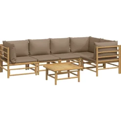 MAISON EXCLUSIVE - Salon de jardin 6 pcs avec coussins taupe bambou