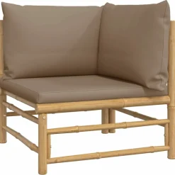 MAISON EXCLUSIVE - Salon de jardin 6 pcs avec coussins taupe bambou