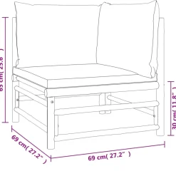 MAISON EXCLUSIVE - Salon de jardin 6 pcs avec coussins taupe bambou