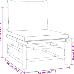 MAISON EXCLUSIVE - Salon de jardin 6 pcs avec coussins taupe bambou