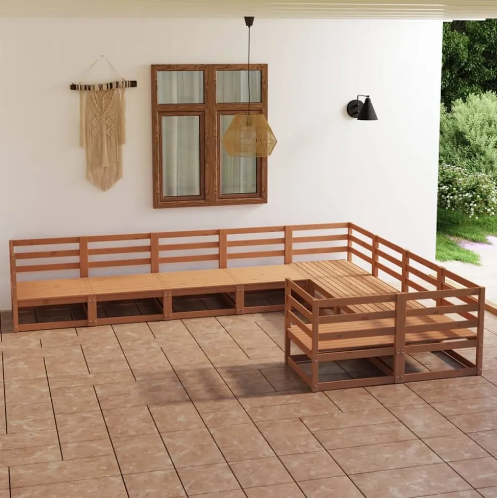 MAISON EXCLUSIVE - Salon de jardin 9 pcs bois de pin massif