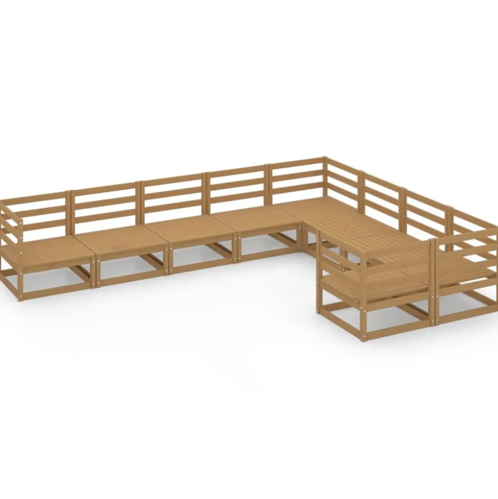 MAISON EXCLUSIVE - Salon de jardin 9 pcs bois de pin massif