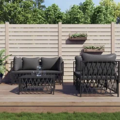 MAISON EXCLUSIVE - Salon de jardin avec coussins 5 pcs anthracite acier