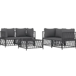 MAISON EXCLUSIVE - Salon de jardin avec coussins 5 pcs anthracite acier