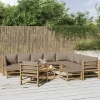 MAISON EXCLUSIVE - Salon de jardin 12 pcs avec coussins taupe bambou