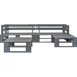 MAISON EXCLUSIVE - Salon de jardin palette 4 pcs bois gris