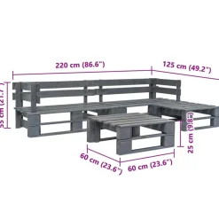 MAISON EXCLUSIVE - Salon de jardin palette 4 pcs bois gris