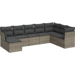 MAISON EXCLUSIVE - Salon de jardin 8 pcs avec coussins gris résine tressée