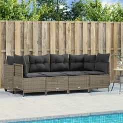 MAISON EXCLUSIVE - Salon de jardin 5 pcs avec coussins gris résine tressée