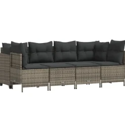 MAISON EXCLUSIVE - Salon de jardin 5 pcs avec coussins gris résine tressée