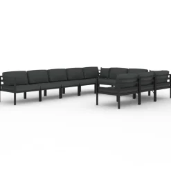 MAISON EXCLUSIVE - Salon de jardin 10 pcs avec coussins aluminium anthracite