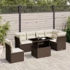 MAISON EXCLUSIVE - Salon de jardin avec coussins 7 pcs marron résine tressée