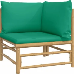 MAISON EXCLUSIVE - Salon de jardin 9 pcs avec coussins vert bambou