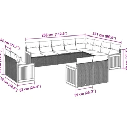 MAISON EXCLUSIVE - Salon de jardin 12 pcs avec coussins noir résine tressée