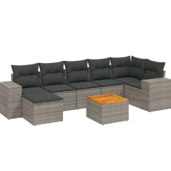 MAISON EXCLUSIVE - Salon de jardin 8 pcs avec coussins gris résine tressée