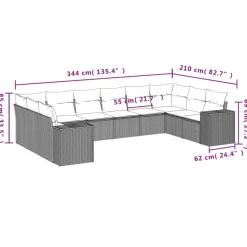 MAISON EXCLUSIVE - Salon de jardin avec coussins 10 pcs beige résine tressée